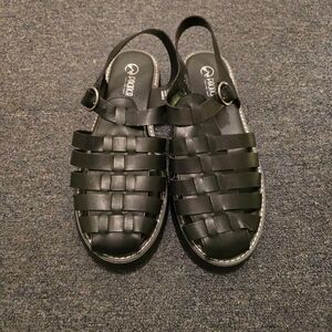 Dr. Martens Black Leather Woven Sandals